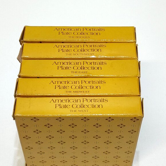 Avon American Portraits Plate Collection 1985 Set Of 5 Including Original Boxes - Picture 14 of 16